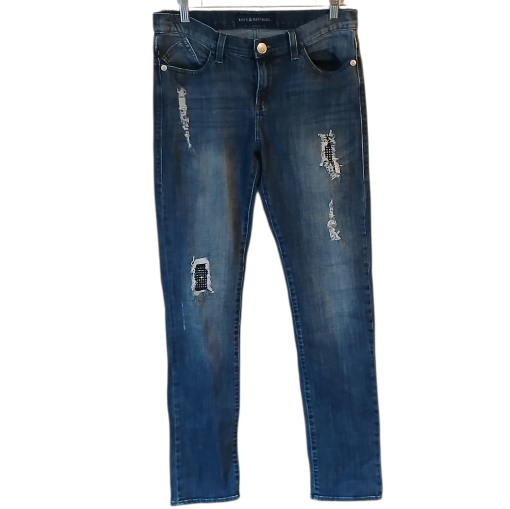 Rock & Republic Distressed Berlin Jeans Size 10